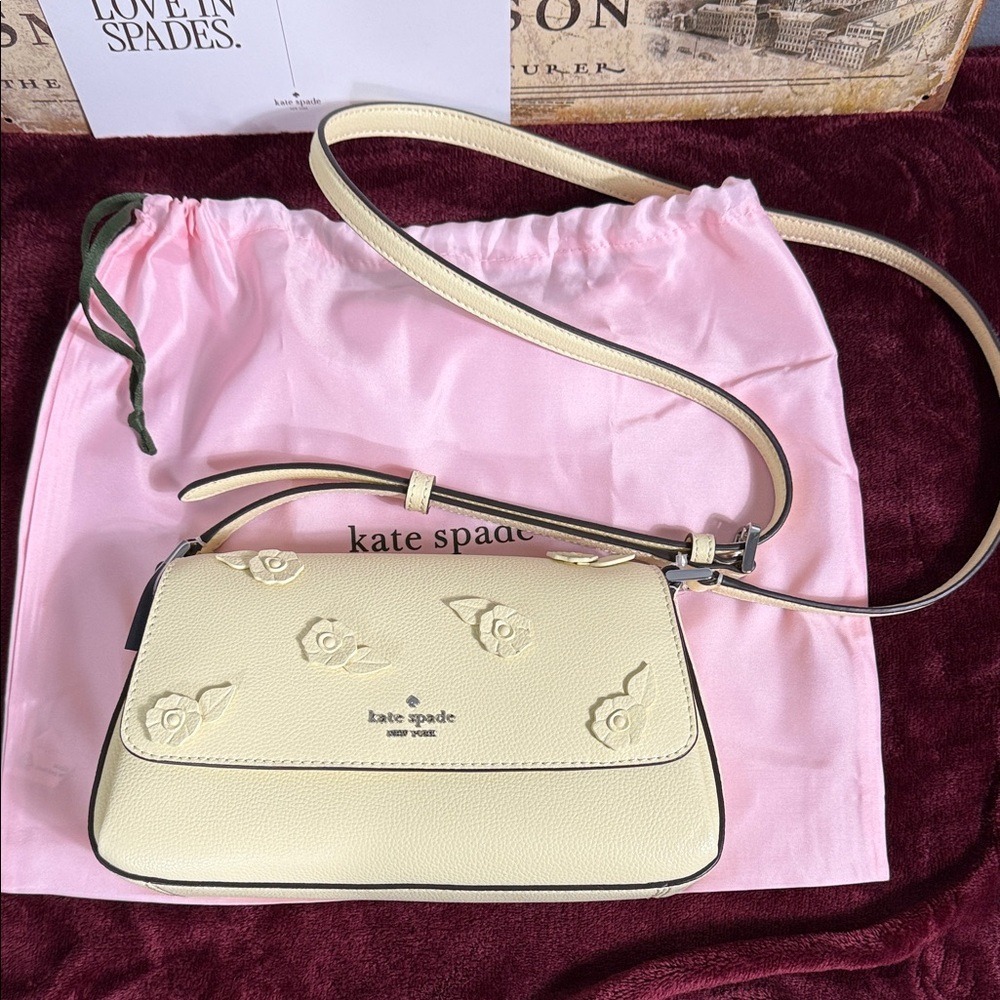 Kate Spade Yellow 3D Floral Crossbody Bag|New With Tags|Buttery Yellow Sutton